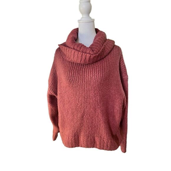 PILCRO Women's Pink Rose Long-Sleeve Cowl Neck Ribbed Sweater Small NWT - Picture 1 of 6
